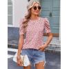 imageZeagoo Blouse for Women Dressy Casual Puff Short Sleeve Boho Tops Fashion Floral Crew Neck Tunic Shirts Summer ClothesJh301