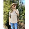 imageZeagoo Blouse for Women Dressy Casual Puff Short Sleeve Boho Tops Fashion Floral Crew Neck Tunic Shirts Summer ClothesKhaki