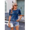imageZeagoo Blouse for Women Dressy Casual Puff Short Sleeve Boho Tops Fashion Floral Crew Neck Tunic Shirts Summer ClothesMz712