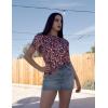 imageZeagoo Blouse for Women Dressy Casual Puff Short Sleeve Boho Tops Fashion Floral Crew Neck Tunic Shirts Summer ClothesPa114