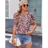 imageZeagoo Blouse for Women Dressy Casual Puff Short Sleeve Boho Tops Fashion Floral Crew Neck Tunic Shirts Summer ClothesPa114