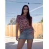 imageZeagoo Blouse for Women Dressy Casual Puff Short Sleeve Boho Tops Fashion Floral Crew Neck Tunic Shirts Summer ClothesPa114