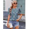imageZeagoo Blouse for Women Dressy Casual Puff Short Sleeve Boho Tops Fashion Floral Crew Neck Tunic Shirts Summer ClothesPa236