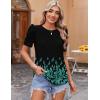 imageZeagoo Blouse for Women Dressy Casual Puff Short Sleeve Boho Tops Fashion Floral Crew Neck Tunic Shirts Summer ClothesPa355