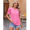 imageZeagoo Blouse for Women Dressy Casual Puff Short Sleeve Boho Tops Fashion Floral Crew Neck Tunic Shirts Summer ClothesPink