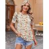 imageZeagoo Blouse for Women Dressy Casual Puff Short Sleeve Boho Tops Fashion Floral Crew Neck Tunic Shirts Summer ClothesXh376