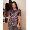 imageZeagoo Blouse for Women Dressy Casual Puff Short Sleeve Boho Tops Fashion Floral Crew Neck Tunic Shirts Summer ClothesXh464