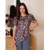 imageZeagoo Blouse for Women Dressy Casual Puff Short Sleeve Boho Tops Fashion Floral Crew Neck Tunic Shirts Summer ClothesXh464