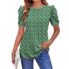 imageZeagoo Blouse for Women Dressy Casual Puff Short Sleeve Boho Tops Fashion Floral Crew Neck Tunic Shirts Summer ClothesZw568
