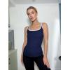 imageZeagoo Womens Ribbed Tank Tops Square Neck Summer Tops Slim Fitted Spaghetti Strap Camisole Basic Sleeveless Layering Shirts1navy Blue