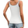 imageZeagoo Womens Ribbed Tank Tops Square Neck Summer Tops Slim Fitted Spaghetti Strap Camisole Basic Sleeveless Layering Shirts1white