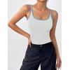 imageZeagoo Womens Ribbed Tank Tops Square Neck Summer Tops Slim Fitted Spaghetti Strap Camisole Basic Sleeveless Layering Shirts1white