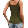 imageZeagoo Womens Ribbed Tank Tops Square Neck Summer Tops Slim Fitted Spaghetti Strap Camisole Basic Sleeveless Layering ShirtsArmy Green