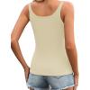imageZeagoo Womens Ribbed Tank Tops Square Neck Summer Tops Slim Fitted Spaghetti Strap Camisole Basic Sleeveless Layering ShirtsBeige