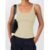 imageZeagoo Womens Ribbed Tank Tops Square Neck Summer Tops Slim Fitted Spaghetti Strap Camisole Basic Sleeveless Layering ShirtsBeige
