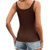 imageZeagoo Womens Ribbed Tank Tops Square Neck Summer Tops Slim Fitted Spaghetti Strap Camisole Basic Sleeveless Layering ShirtsChocolate Brown