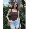 imageZeagoo Womens Ribbed Tank Tops Square Neck Summer Tops Slim Fitted Spaghetti Strap Camisole Basic Sleeveless Layering ShirtsChocolate Brown