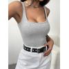 imageZeagoo Womens Ribbed Tank Tops Square Neck Summer Tops Slim Fitted Spaghetti Strap Camisole Basic Sleeveless Layering ShirtsGrey