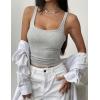 imageZeagoo Womens Ribbed Tank Tops Square Neck Summer Tops Slim Fitted Spaghetti Strap Camisole Basic Sleeveless Layering ShirtsGrey
