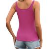 imageZeagoo Womens Ribbed Tank Tops Square Neck Summer Tops Slim Fitted Spaghetti Strap Camisole Basic Sleeveless Layering ShirtsRose