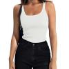 imageZeagoo Womens Ribbed Tank Tops Square Neck Summer Tops Slim Fitted Spaghetti Strap Camisole Basic Sleeveless Layering ShirtsWhite