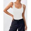 imageZeagoo Womens Ribbed Tank Tops Square Neck Summer Tops Slim Fitted Spaghetti Strap Camisole Basic Sleeveless Layering ShirtsWhite