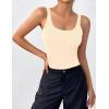 imageZeagoo Womens Ribbed Tank Tops Square Neck Summer Tops Slim Fitted Spaghetti Strap Camisole Basic Sleeveless Layering ShirtsZbeigeBrown Grey