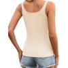 imageZeagoo Womens Ribbed Tank Tops Square Neck Summer Tops Slim Fitted Spaghetti Strap Camisole Basic Sleeveless Layering ShirtsZbeigeBrown Grey