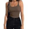 imageZeagoo Womens Ribbed Tank Tops Square Neck Summer Tops Slim Fitted Spaghetti Strap Camisole Basic Sleeveless Layering ShirtsZblackBrown Grey