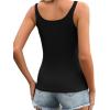 imageZeagoo Womens Ribbed Tank Tops Square Neck Summer Tops Slim Fitted Spaghetti Strap Camisole Basic Sleeveless Layering ShirtsZblackDark Grey