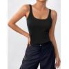 imageZeagoo Womens Ribbed Tank Tops Square Neck Summer Tops Slim Fitted Spaghetti Strap Camisole Basic Sleeveless Layering ShirtsZblackLight Brown