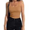 imageZeagoo Womens Ribbed Tank Tops Square Neck Summer Tops Slim Fitted Spaghetti Strap Camisole Basic Sleeveless Layering ShirtsZblackLight Brown