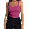 imageZeagoo Womens Ribbed Tank Tops Square Neck Summer Tops Slim Fitted Spaghetti Strap Camisole Basic Sleeveless Layering ShirtsZblackRose Pink