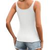 imageZeagoo Womens Ribbed Tank Tops Square Neck Summer Tops Slim Fitted Spaghetti Strap Camisole Basic Sleeveless Layering ShirtsZblackWhite