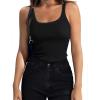 imageZeagoo Womens Ribbed Tank Tops Square Neck Summer Tops Slim Fitted Spaghetti Strap Camisole Basic Sleeveless Layering ShirtsZblackWhite