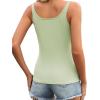 imageZeagoo Womens Ribbed Tank Tops Square Neck Summer Tops Slim Fitted Spaghetti Strap Camisole Basic Sleeveless Layering ShirtsZdark GreyLight Green