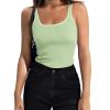 imageZeagoo Womens Ribbed Tank Tops Square Neck Summer Tops Slim Fitted Spaghetti Strap Camisole Basic Sleeveless Layering ShirtsZwhiteLight Green