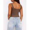 imageZeagoo Womens Sleeveless Square Neck Tank Tops Summer Double Layer Seamless Fitted Basic Crop Cami Tops Brown XSmall