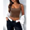imageZeagoo Womens Sleeveless Square Neck Tank Tops Summer Double Layer Seamless Fitted Basic Crop Cami Tops Brown XSmall