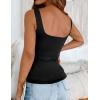 imageZeagoo Womens Square Neck Double Lined Tank Tops Cute Summer Tops Seamless Slim Fit Basic Sleeveless ShirtsBlack