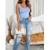 imageZeagoo Womens Square Neck Double Lined Tank Tops Cute Summer Tops Seamless Slim Fit Basic Sleeveless ShirtsLight Blue