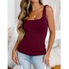 imageZeagoo Womens Square Neck Double Lined Tank Tops Cute Summer Tops Seamless Slim Fit Basic Sleeveless ShirtsWine Red