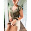 imageZeagoo Womens Summer Casual V Neck Cap Sleeve Tank Tops Guipure Lace Shirt BlouseArmy Green