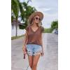 imageZeagoo Womens Summer Casual V Neck Cap Sleeve Tank Tops Guipure Lace Shirt BlouseBrown
