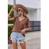 imageZeagoo Womens Summer Casual V Neck Cap Sleeve Tank Tops Guipure Lace Shirt BlouseBrown