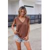 imageZeagoo Womens Summer Casual V Neck Cap Sleeve Tank Tops Guipure Lace Shirt BlouseBrown