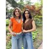 imageZeagoo Womens Summer Casual V Neck Cap Sleeve Tank Tops Guipure Lace Shirt BlouseOrange
