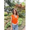 imageZeagoo Womens Summer Casual V Neck Cap Sleeve Tank Tops Guipure Lace Shirt BlouseOrange