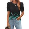 imageZeagoo Blouse for Women Dressy Casual Puff Short Sleeve Boho Tops Fashion Floral Crew Neck Tunic Shirts Summer ClothesPa355