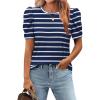 imageZeagoo Blouse for Women Dressy Casual Puff Short Sleeve Boho Tops Fashion Floral Crew Neck Tunic Shirts Summer ClothesTw875